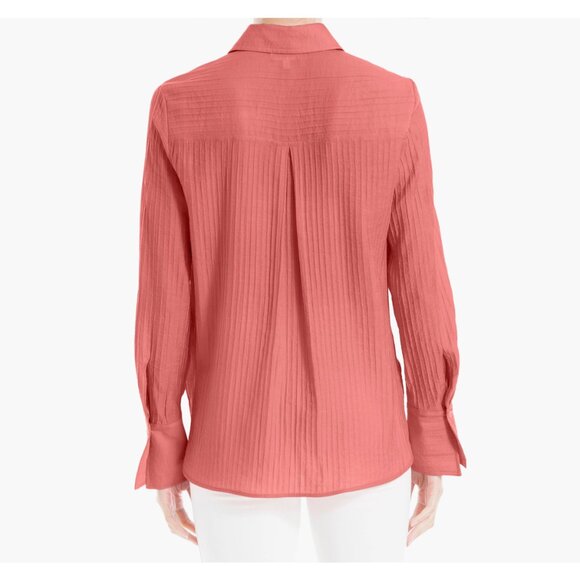 MAX STUDIO LONDON NWT L/S TEXTURED STRIPE MARSALA RAYON BLEND SHIRT. SIZE S - Picture 3 of 12